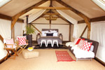 Looking inside a glamping tent at Canopy Camping in Hawke's Bay