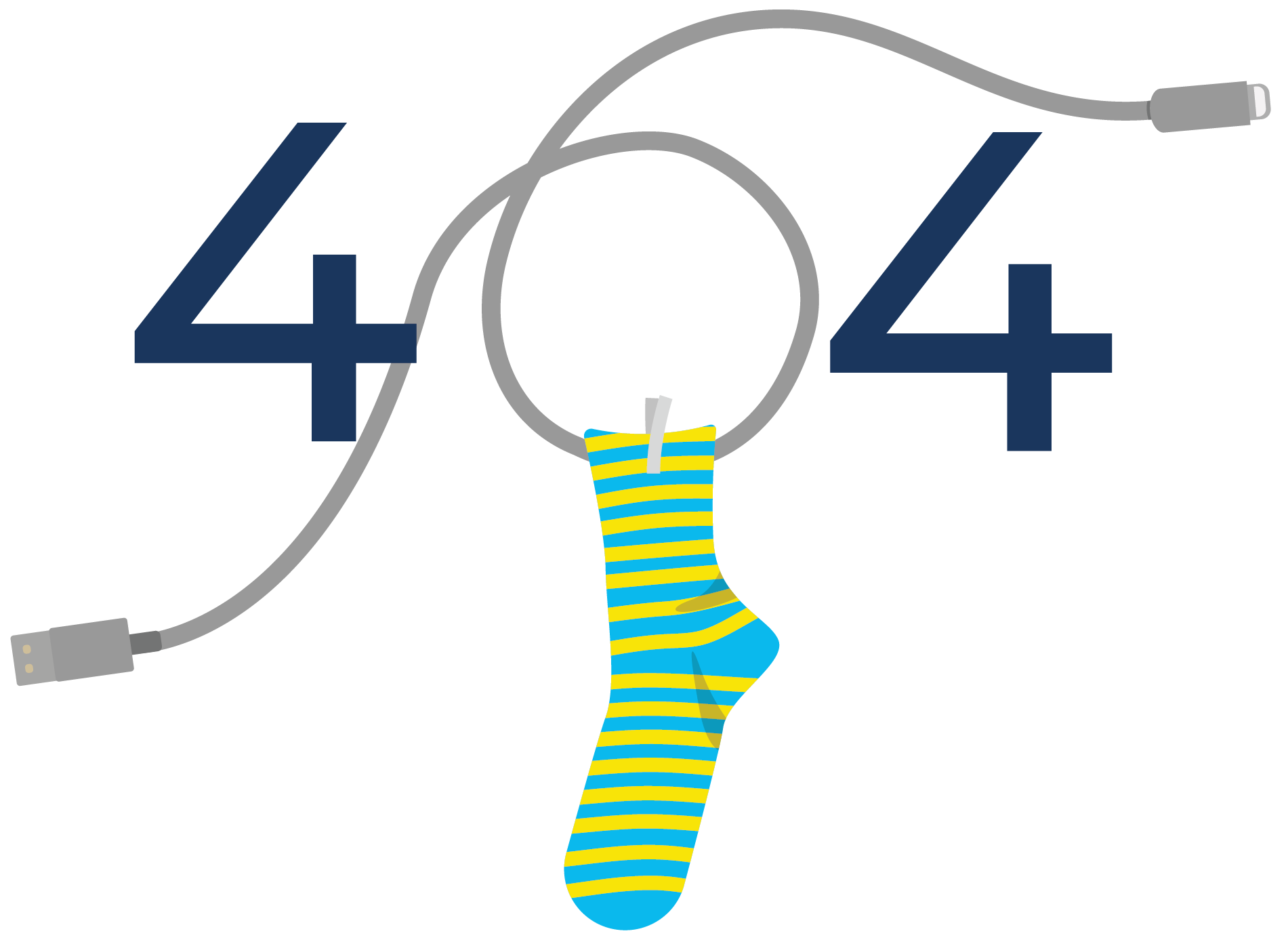 404 with a phone cable and left sock
